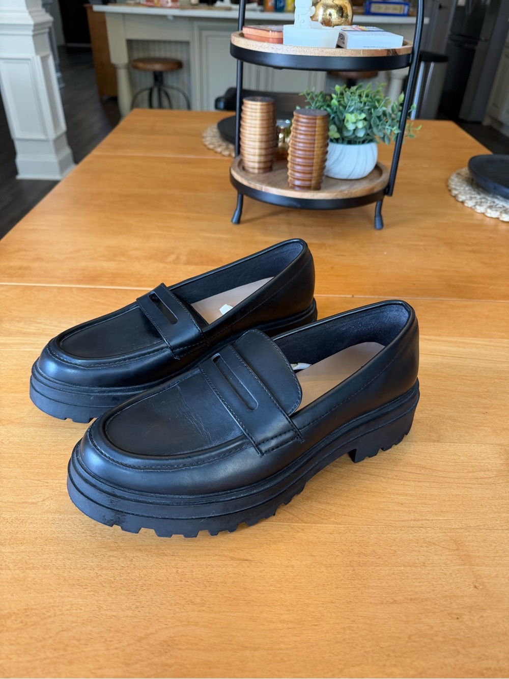 a new day Black Chunky Platform Penny Loafers